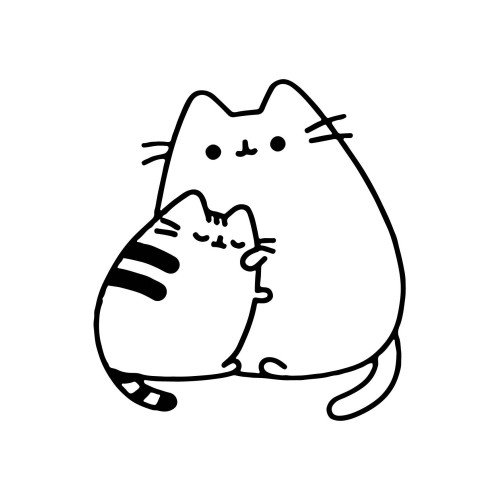 Картина-трафарет для раскрашивания песком А4 "Кошка и котенок"